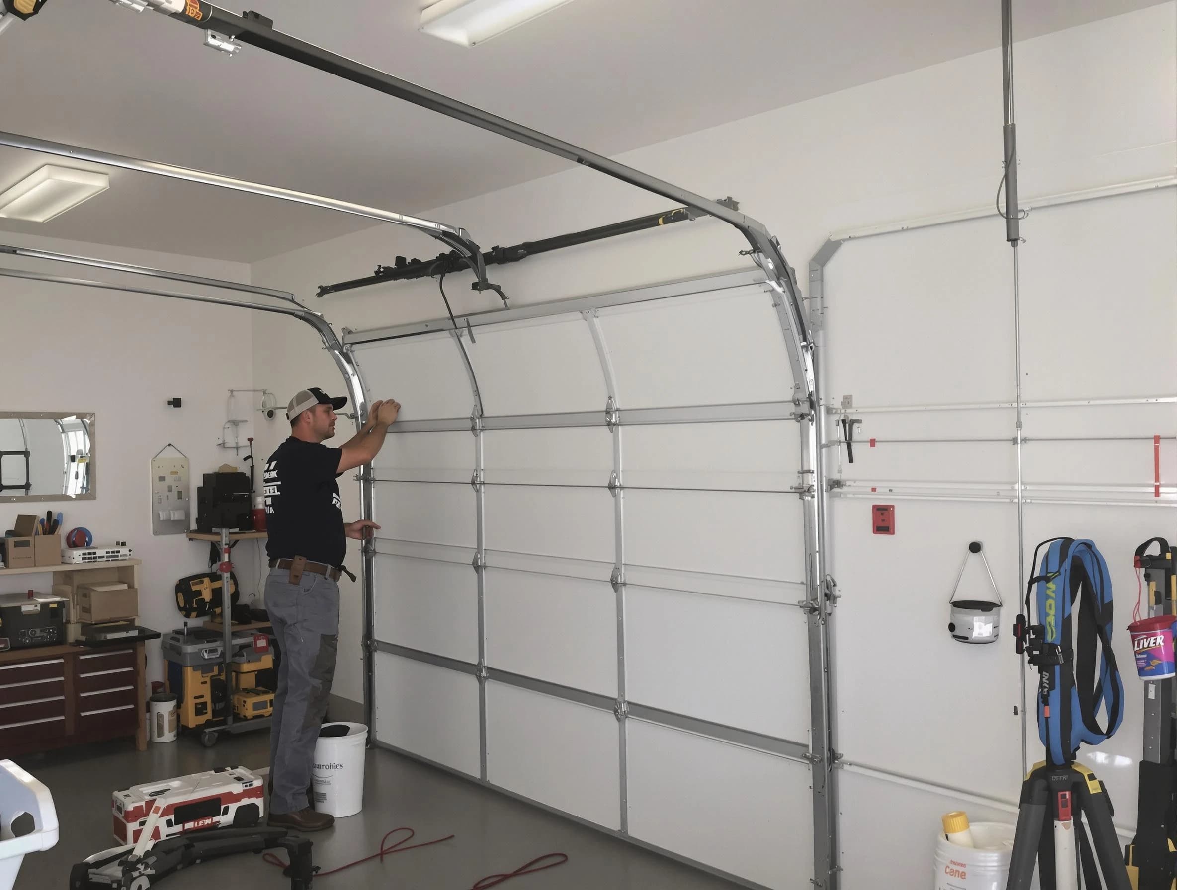 New Brunswick Garage Door Repair team installing new garage door in New Brunswick